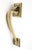 Vintage brass thumb latch door pull with a curved shaped handle and square plates. The original mounting screws are not...