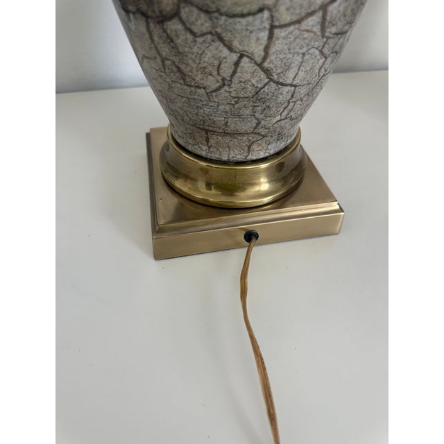 1980s 1980's Frederick Cooper Chinoiserie Metallic Porcelain and Brass Table Lamps For Sale - Image 5 of 7