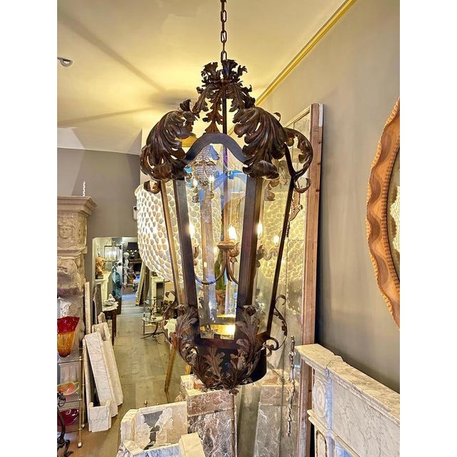 Metal Large Bronze Finished Toleware Lantern, 1960s For Sale - Image 7 of 18