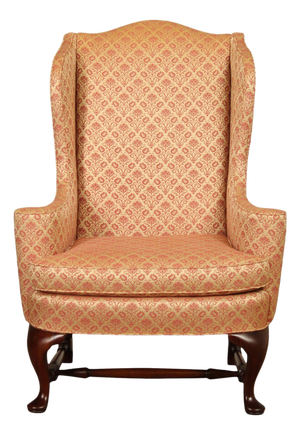 Hickory Chair Queen Anne Style Mahogany Wingback Armchair