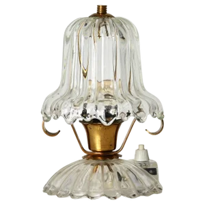 Mid-Century Murano Glass and Brass Table Lamp by Carlo Scarpa, 1940s