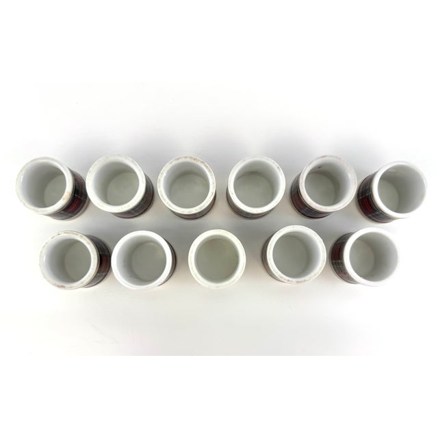 Ceramic Vintage Porcelain Tartan Plaid & Gold Napkin Rings, Set of 11 For Sale - Image 7 of 8