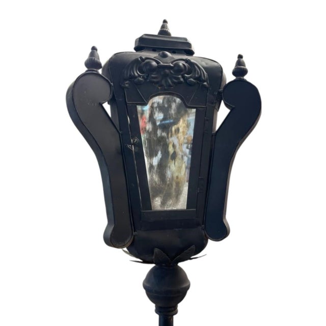 1990s Vintage Black Cast Iron Floor - Standing Street-Style Lanterns - a Pair For Sale - Image 5 of 12