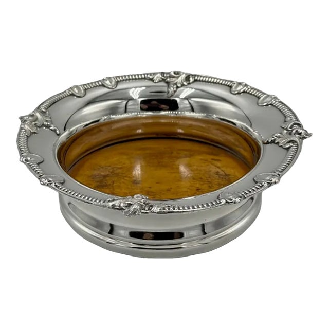 Mid 20th Century Vintage Silver Plated Champagne Bottle Coaster For Sale