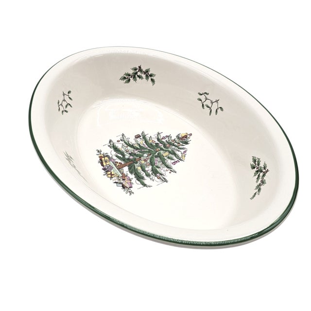 Spode Spode Christmas Tree Porcelain Oval Rim Serving Dish With Matching Oven Mitt For Sale - Image 4 of 15