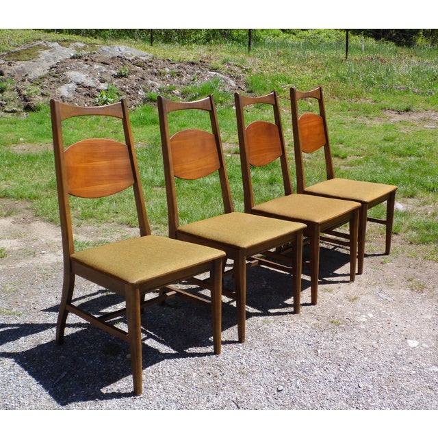 Vintage Bassett Mid Century Modern Walnut Dining Chairs Set of 4