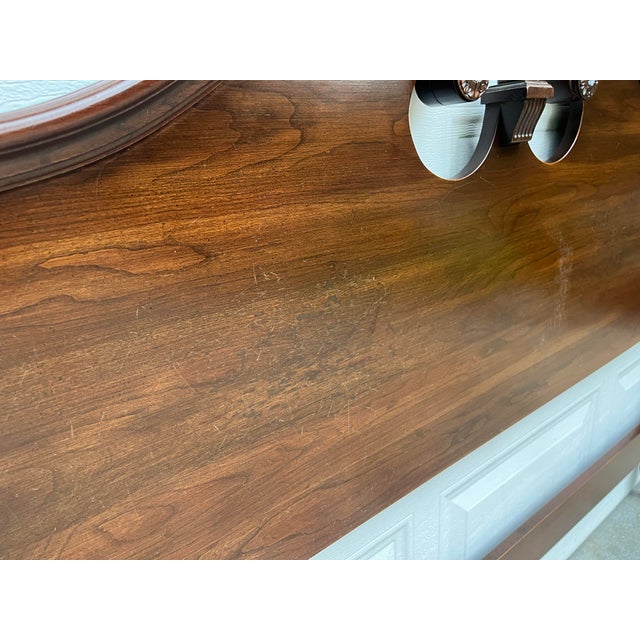 1970s Ethan Allen Georgian Court Queen Cherry Poster Headboard For Sale - Image 11 of 12