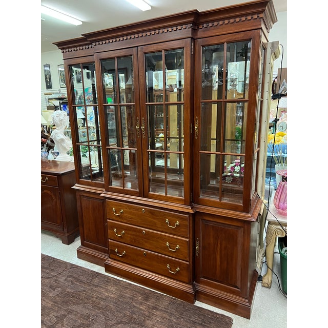 Reduced Knob Creek Mission Style Cherry 2 Piece China Hutch and Buffet For Sale - Image 13 of 13