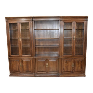 Ethan Allen Classic Manor Maple Triple Bookshelf/Wall Unit For Sale