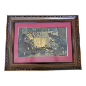 1878 Hand Colored Thomas Nast Santa Claus Harper’s Weekly Christmas Engraving, Framed