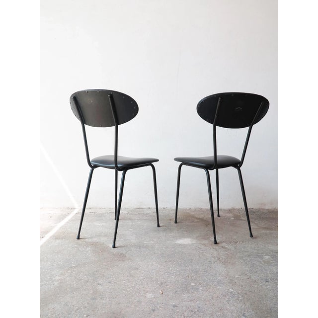 Mid-Century Modern Set of Black Leather Chairs, 1950s For Sale - Image 3 of 6