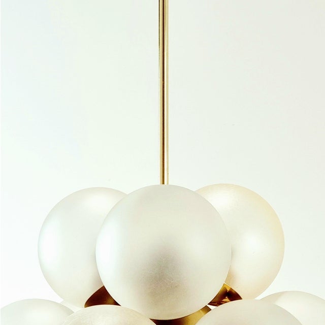 Space Age Atomic Sputnik Brass Twelve Glass Spheres Ceiling Light from Kaiser Leuchten, Germany, 1960s For Sale - Image 4 of 8