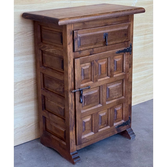 Spanish 20th Spanish Nightstands with Drawer & Door, 1920, Set of 2 For Sale - Image 3 of 18