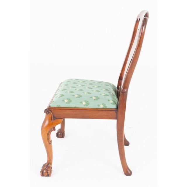 Green Queen Anne Burr Walnut Dining Chairs, 1890s, Set of 8 For Sale - Image 8 of 10