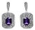 .925 Sterling Silver Diamond Accent and 7x5mm Purple Amethyst Stud Earrings For Sale