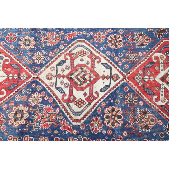 Tribal 1910s Authentic Handmade Khamsah Rug With Blue Field For Sale - Image 3 of 12
