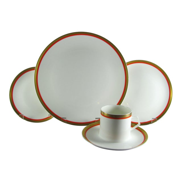 1970s Mikasa Cabernet Orange Gold Bone China Service for 4