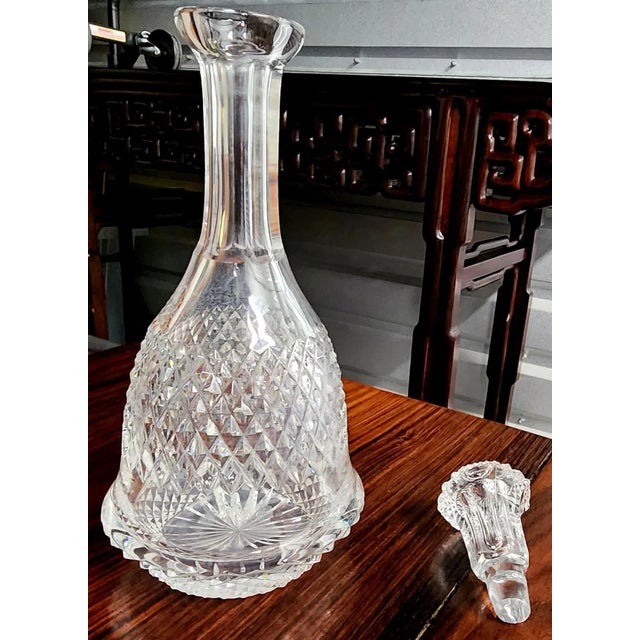 Antique American Brillant Period Fine Lead Cut Crystal Wine Decanter. Description: With Globular Bodied Base and Notched...