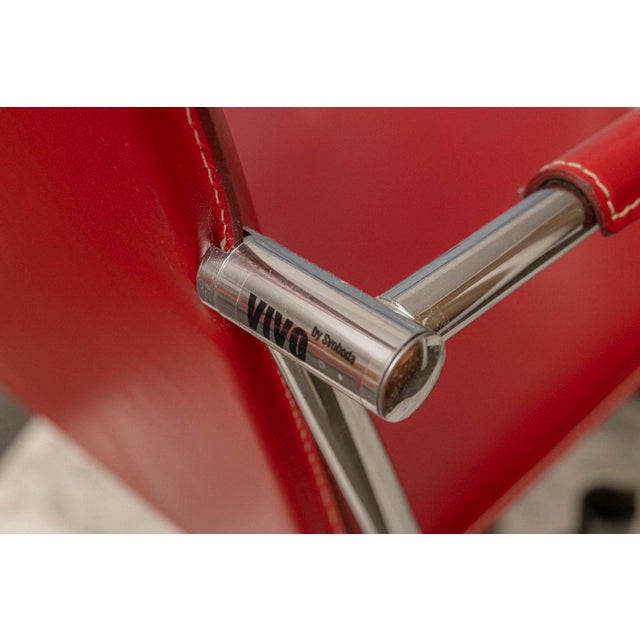 Red Leather Chair with Chrome Frame by Svoboda For Sale - Image 6 of 7