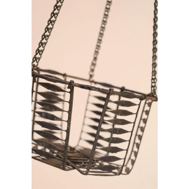 Antique American Primitive Hanging Wire Egg Basket / Planter For Sale - Image 18 of 18