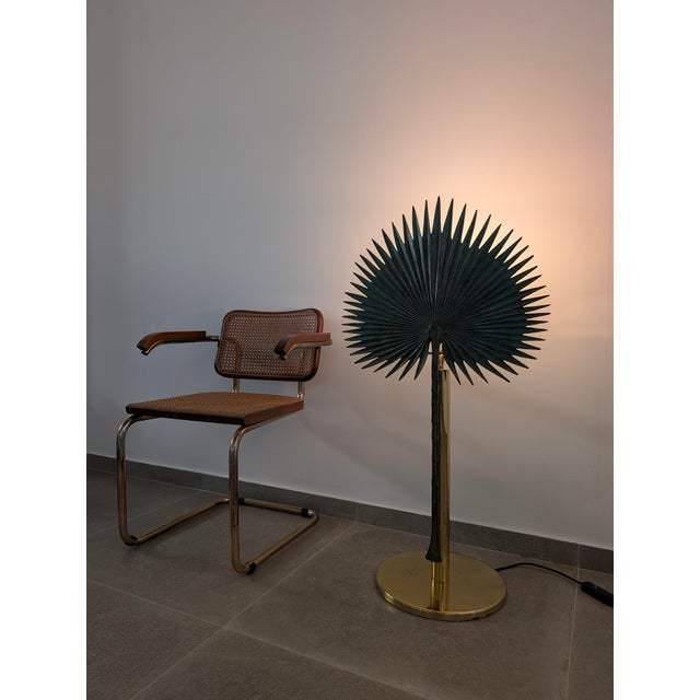 Mid-Century Modern Fan Palm Bronze and Brass Table Lamp from Valenti, 1970s For Sale - Image 3 of 18