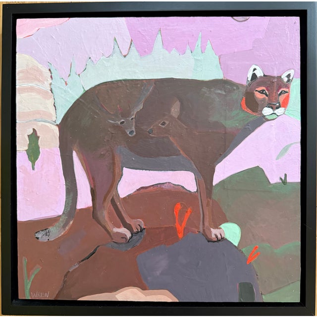 “Belly Full of Deer” Mountain Lion Painting by LWren Walraven For Sale - Image 11 of 14