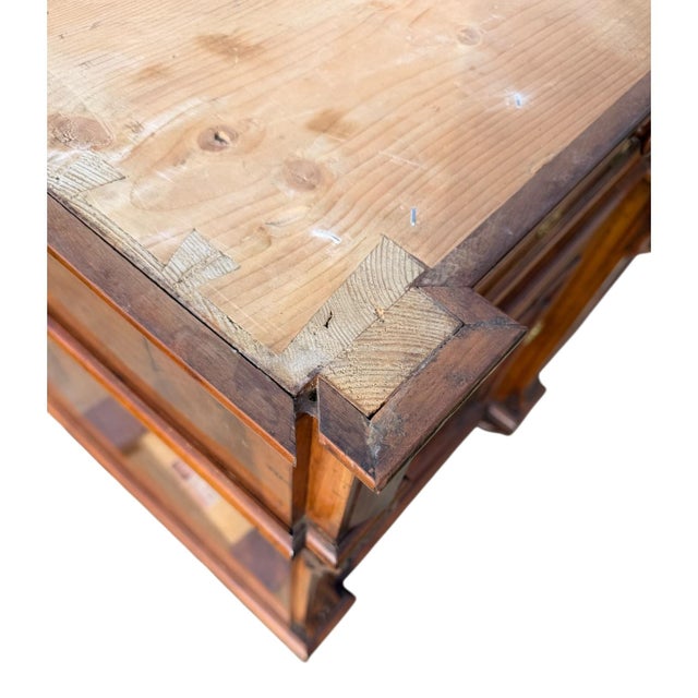 Antique Italian Walnut & Burl Wood Credenza With Carrera Marble Top For Sale - Image 13 of 17