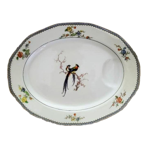 1920s Theodore Haviland Limoges "Eden" Birds of Paradise Porcelain Oval Serving Platter