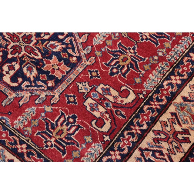 Shabby Chic Southwestern Super Kazak Red/Tan Wool Rug - 4'3'' X 5'8'' For Sale - Image 3 of 10