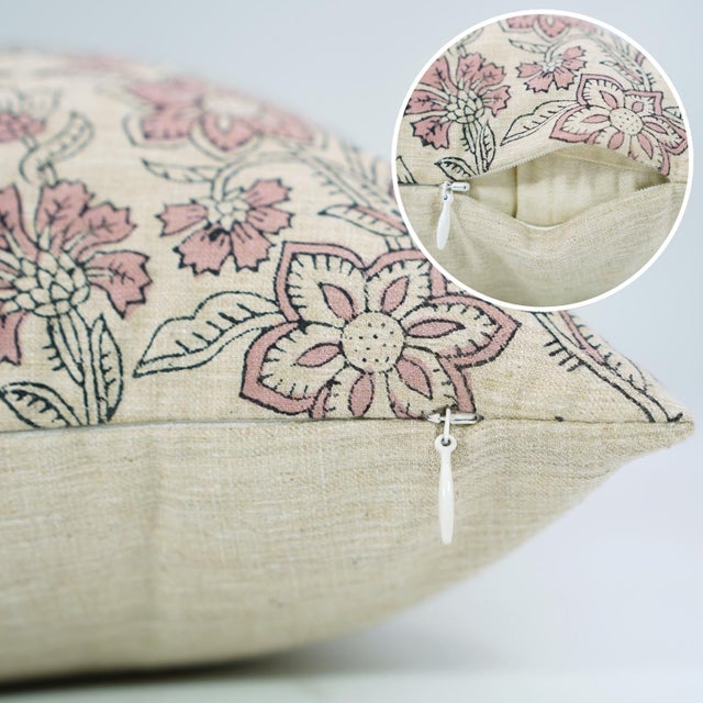 Not Yet Made - Made To Order Fabdivine Jarul Block Print Pillow Cover 22x22 Inch Linen Blend Handmade Accent Cushion For Sale - Image 5 of 9