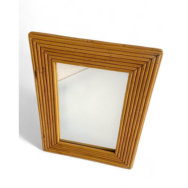 French Riviera Rattan Mirror in the style of Vivai Del Sud, 1960s For Sale - Image 13 of 18