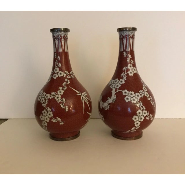 Chinese Antique Chinese Cloisonné Gord Form Vases - a Pair For Sale - Image 3 of 12
