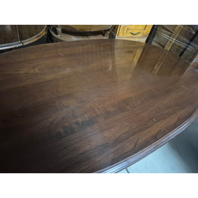 Late 20th Century Pennsylvania House Style Oval Cherry Queen Anne Coffee Table For Sale - Image 12 of 14