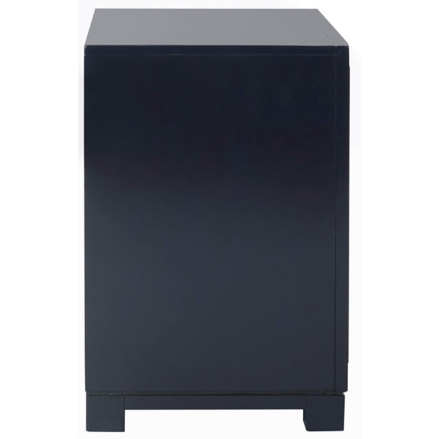 Modern Three Drawer Greek Key Nightstand in Navy For Sale - Image 3 of 11