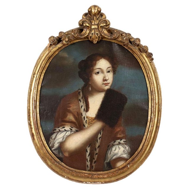 Italian Artist, Female Portrait, 18th Century, Oil on Canvas, Framed For Sale - Image 14 of 14
