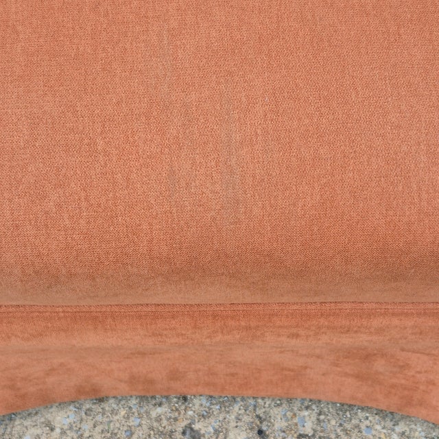 Vintage Square Back Rust Orange Upholstered Skirted Roll Arm Lounge Chairs - A Pair For Sale - Image 16 of 17