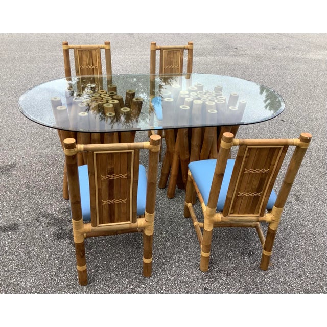 Vintage Boho Chic Glass and Bamboo Table Set - 5 Pieces For Sale - Image 13 of 13