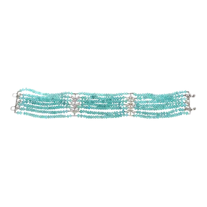 Cathy Waterman Aquamarine Diamond Bracelet 7 Strand Platinum 6.5"