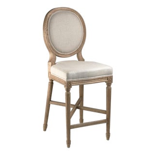 Medallion Louie Counter Stool - Linen / Natural Oak Frame For Sale
