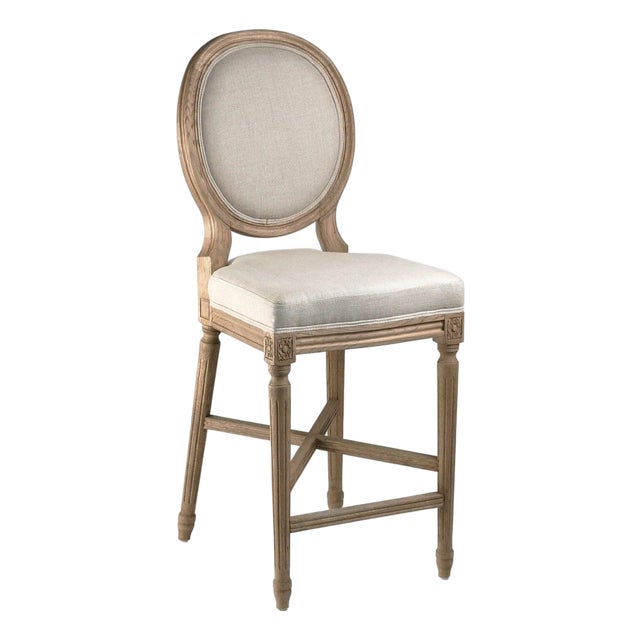 Medallion Louie Counter Stool - Linen / Natural Oak Frame For Sale
