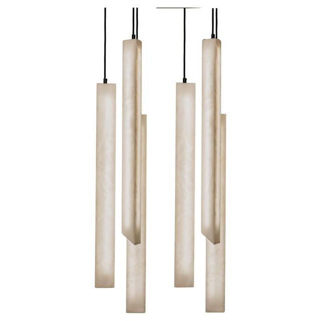 Triangular Tube Pendant Lamps by United Alabaster, Set of 6 For Sale - Image 17 of 17