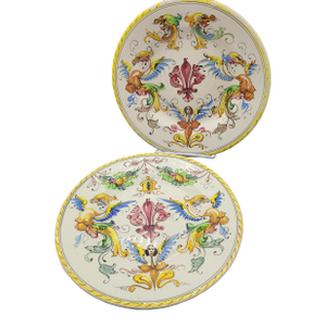 Vintage Italian Majolica Handmade Fratelli Fanciullacci Dragons Plates- Set of 2
