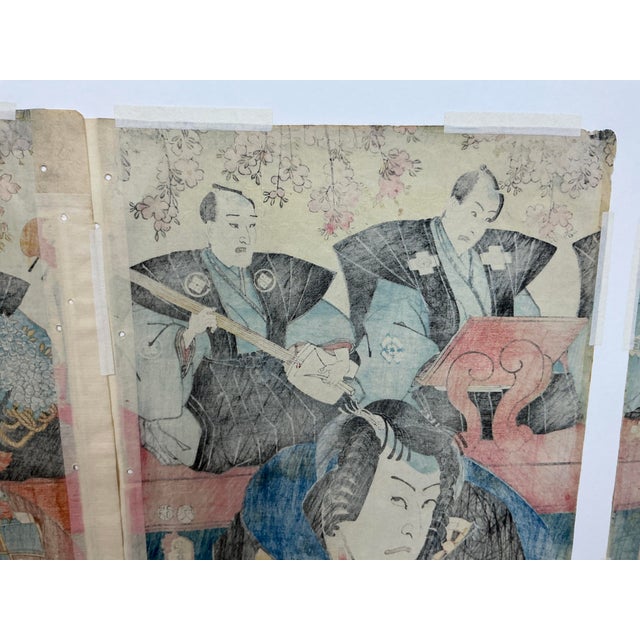 Utagawa Kunisada (Toyokuni Iii) Kabuki Actor Ukiyo-E Triptych For Sale - Image 12 of 17