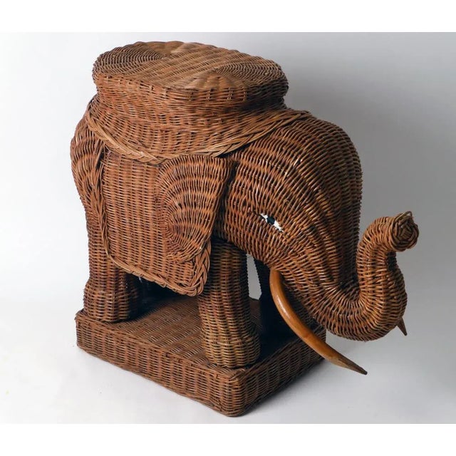 1960s Peddle Cane Rattan Elephants Side Table, France, 1960s For Sale - Image 5 of 11
