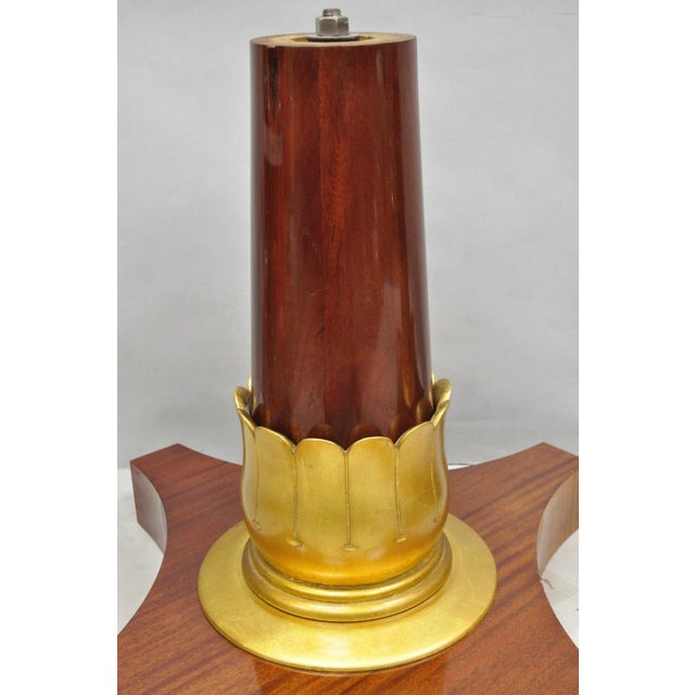 Traditional Vintage French Regency Style Mahogany & Gold Gilt Plume Table Pedestal Base (A) For Sale - Image 3 of 16