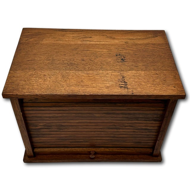 Unusual Antique American Solid Oak Table - Desk Top "Roll Front" Organizer & File Cabinet Circa 1900 For Sale - Image 12 of 18