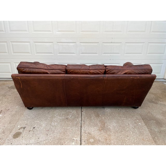 Restoration Hardware Lancaster Down Leather Sofa in Italian Brompton Cocoa For Sale - Image 6 of 12
