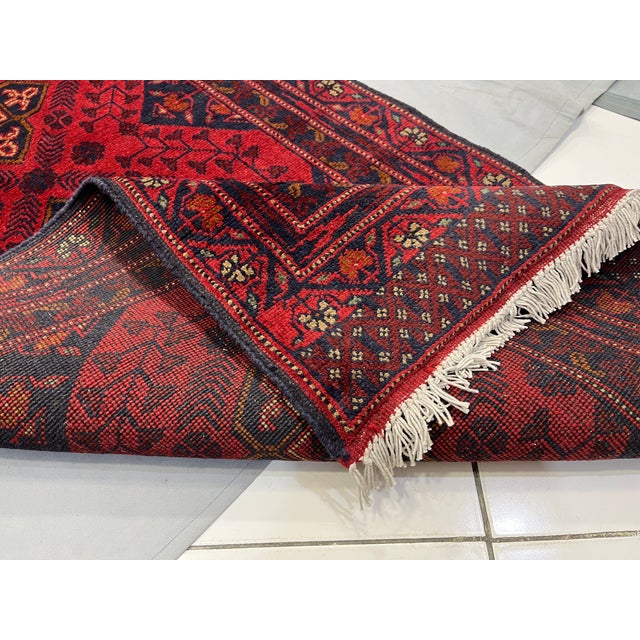 Extra-Long Red and Navy Tribal Medallion Runner Rug, 2'8" X 18'8" For Sale - Image 14 of 18