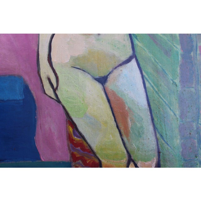 Mid-Century Modern 1960s Nude Portrait Oil Painting For Sale - Image 3 of 8
