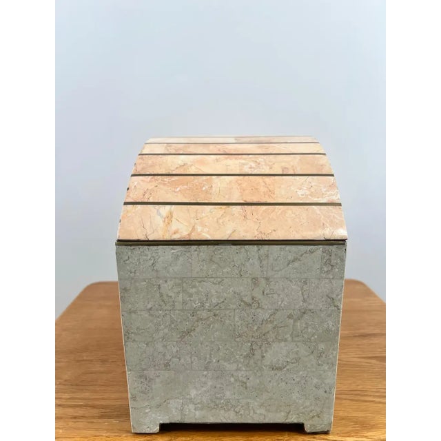 Art Deco Style Maitland-Smith Tessellated Pink Marble & Brass Chest, Jewelry Box For Sale - Image 10 of 13